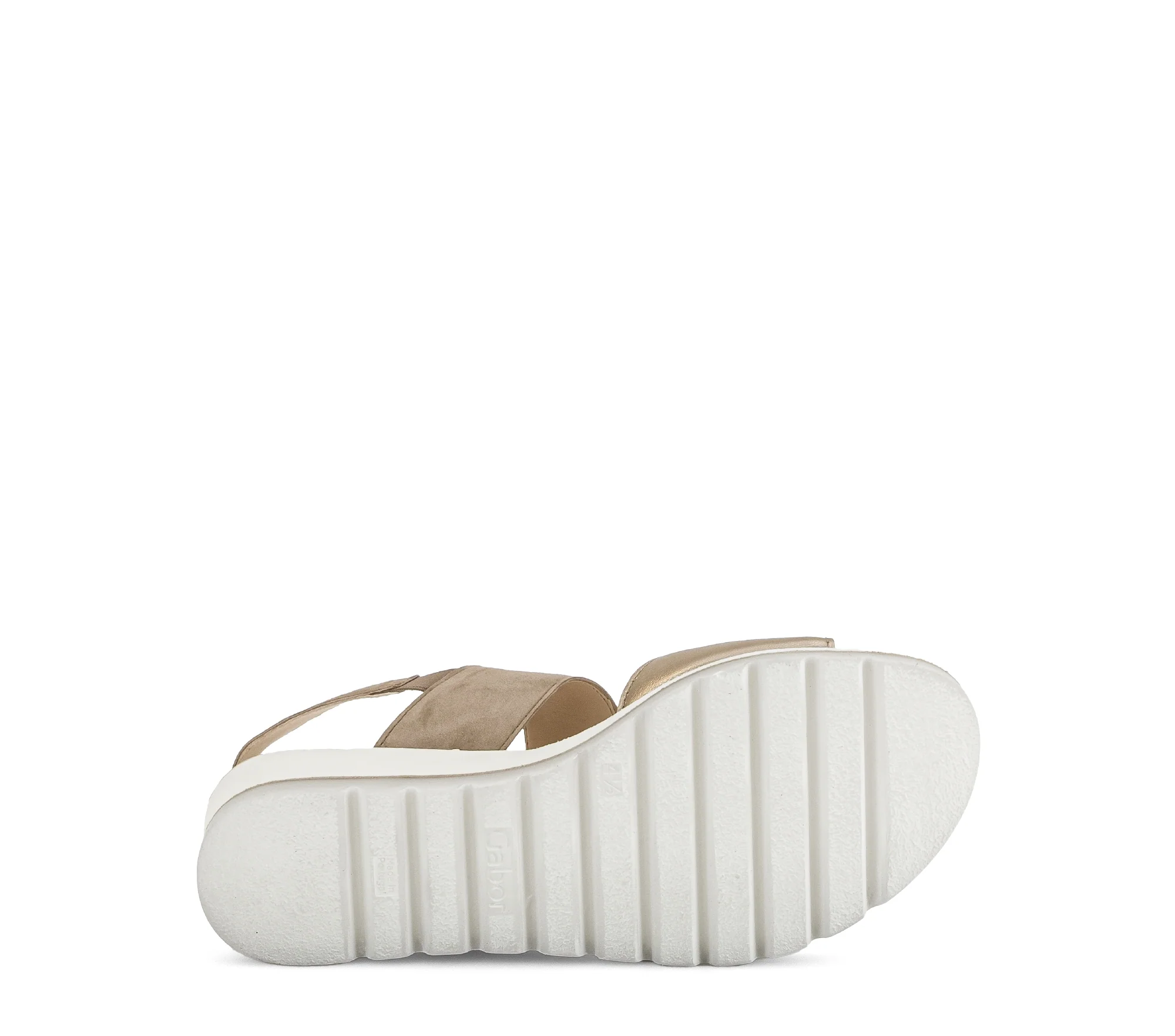 Sandales beige-dorées en cuir métallisé - Image 6