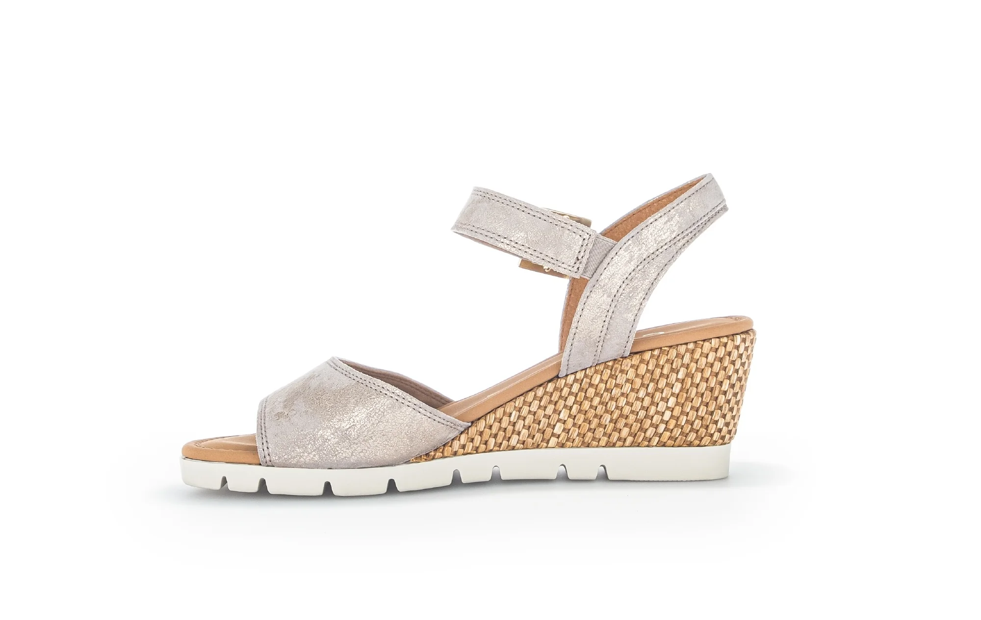 Sandales beige-dorées en cuir métallisé - Image 2