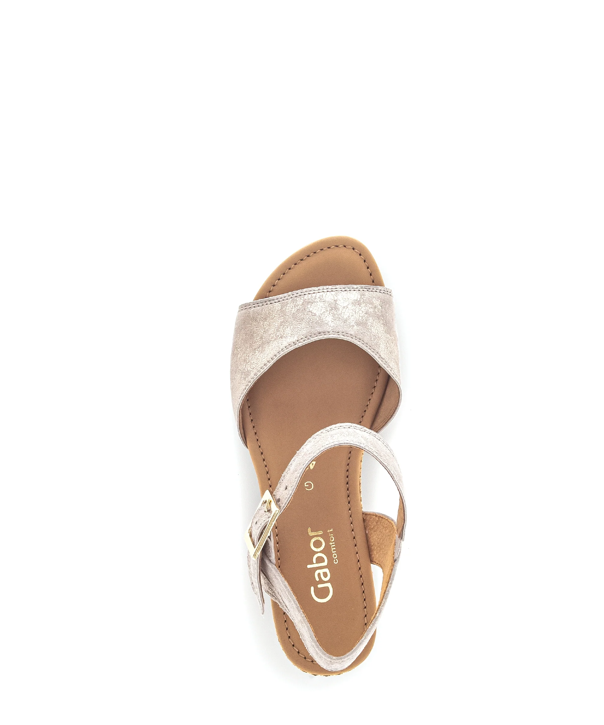 Sandales beige-dorées en cuir métallisé - Image 3