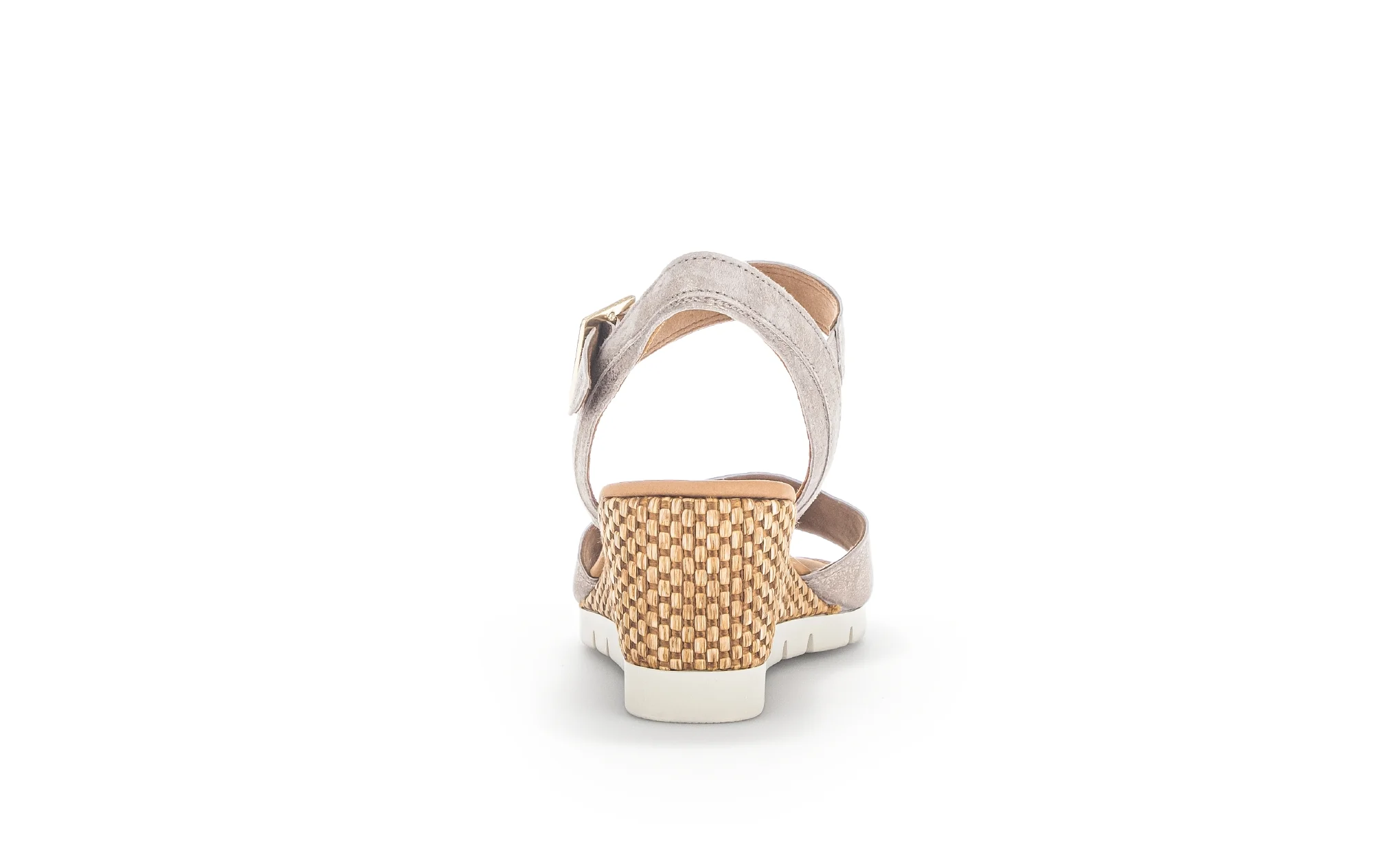 Sandales beige-dorées en cuir métallisé - Image 4
