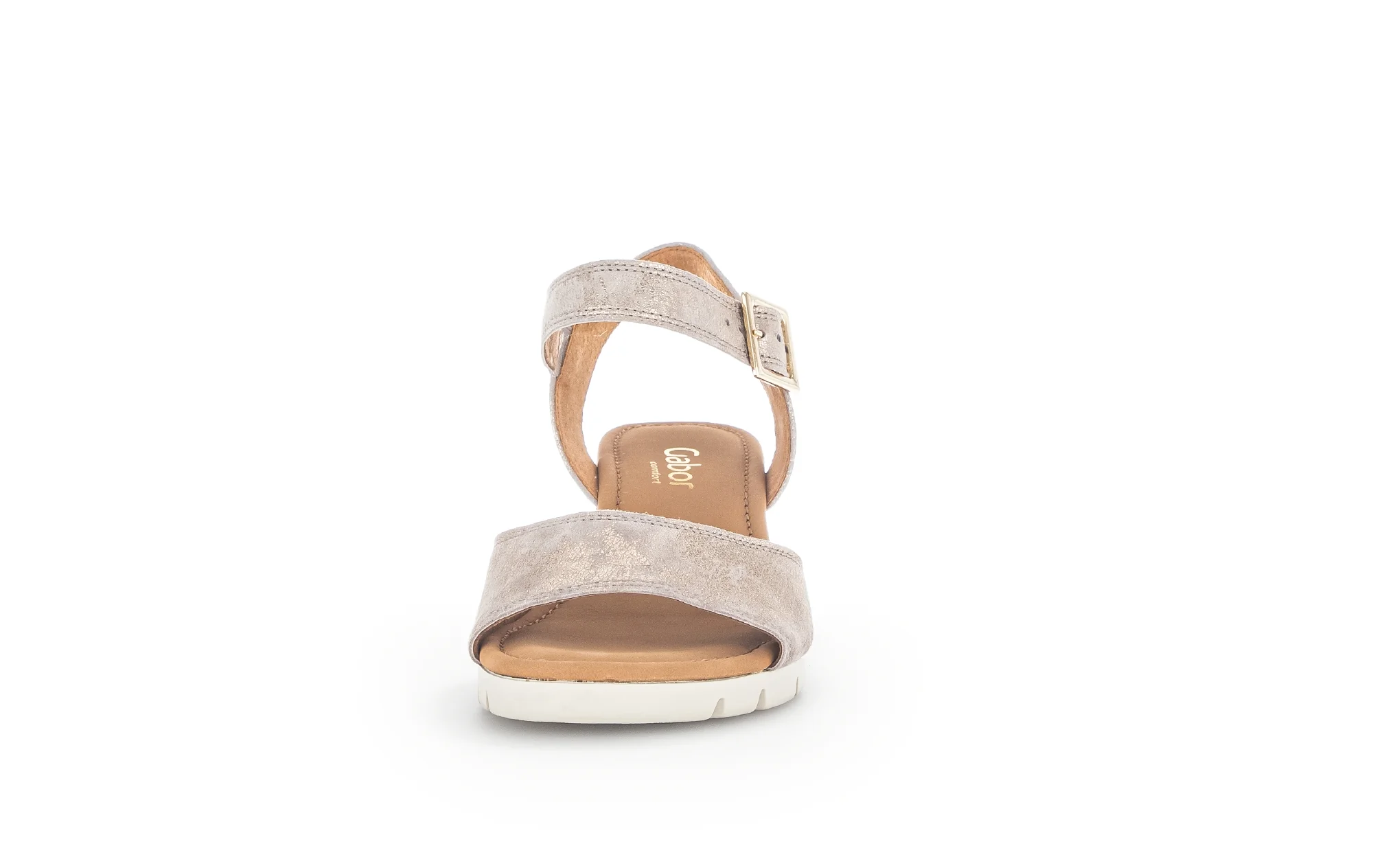 Sandales beige-dorées en cuir métallisé - Image 5