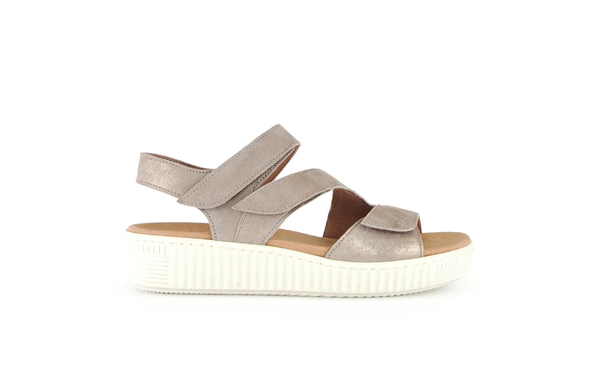 Sandales beiges en nubuck irisé (semelle amovible)