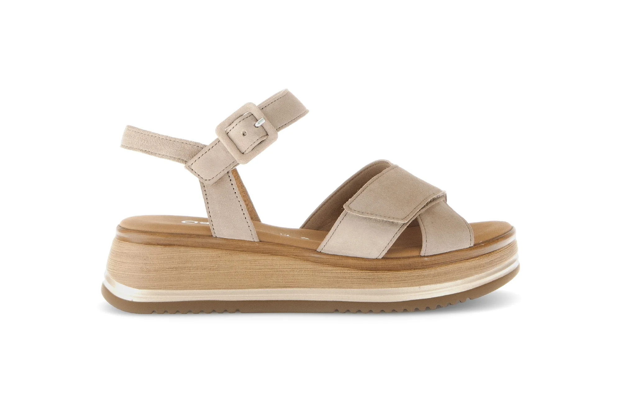 Sandales beiges en cuir velours