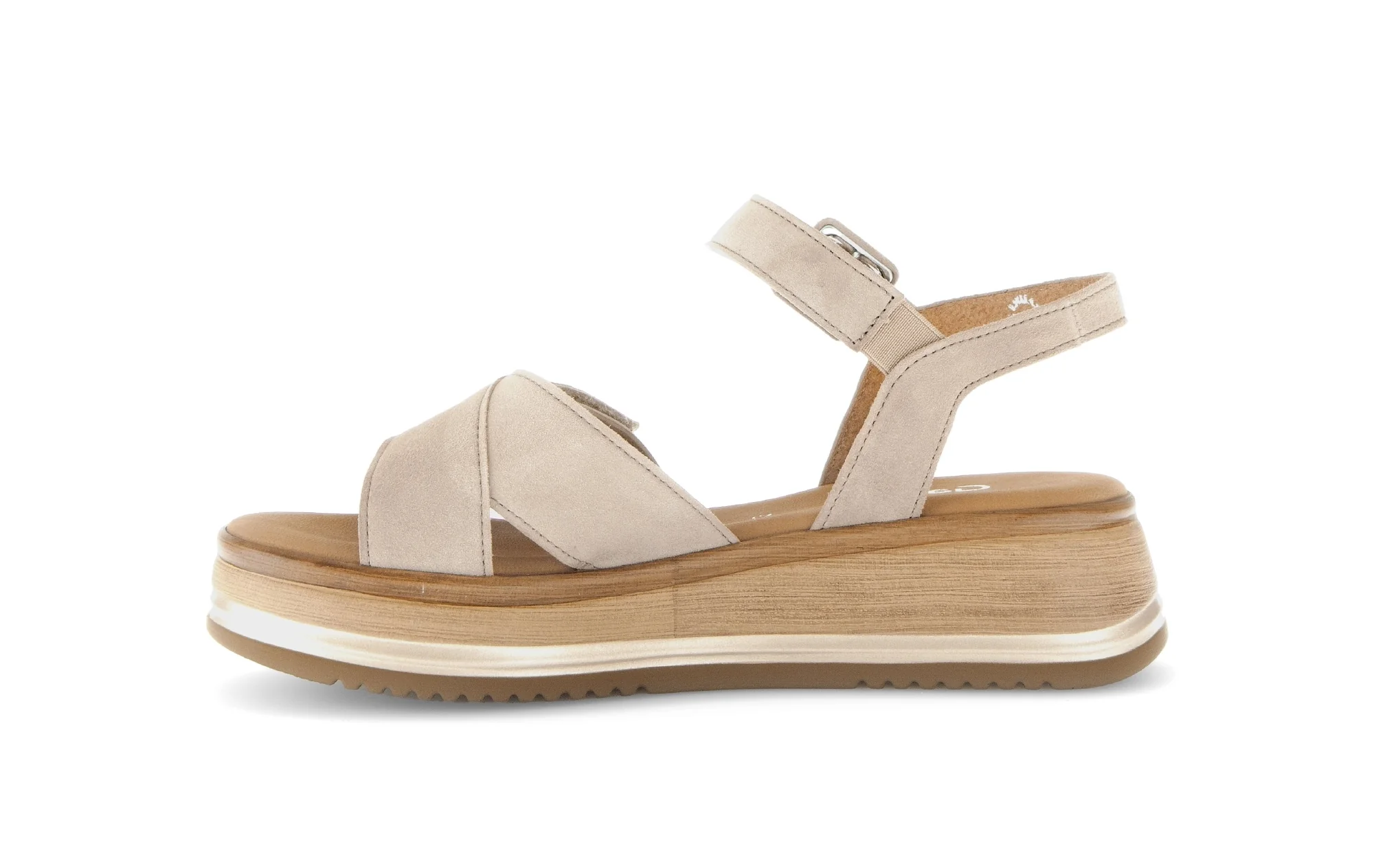 Sandales beiges en cuir velours - Image 2