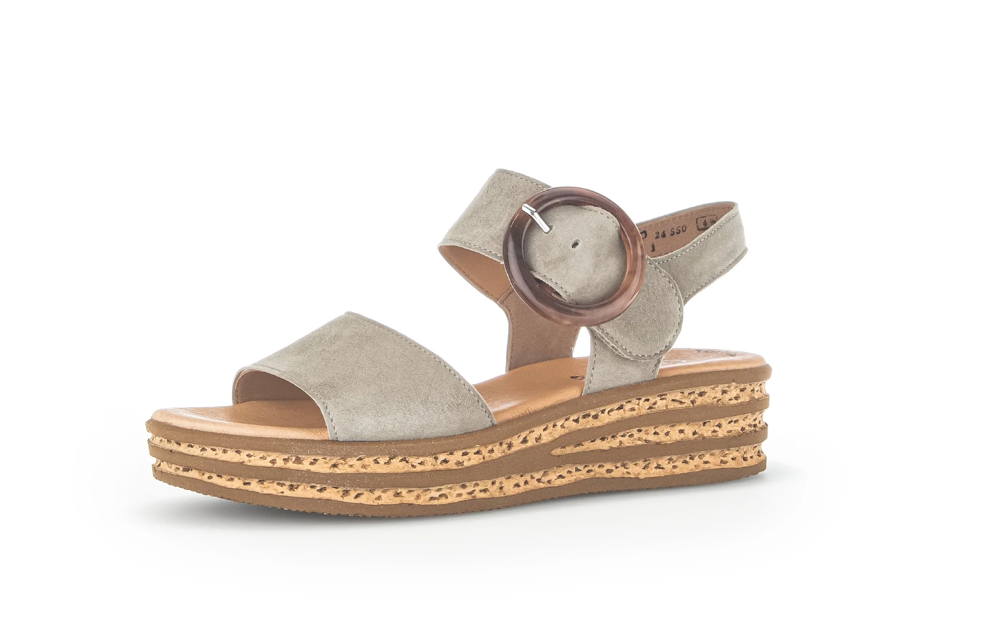 Sandales beiges en cuir velours - Image 3
