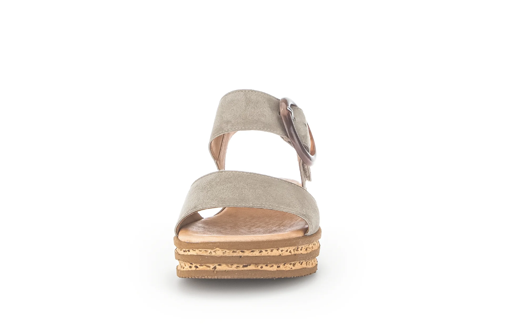 Sandales beiges en cuir velours - Image 4