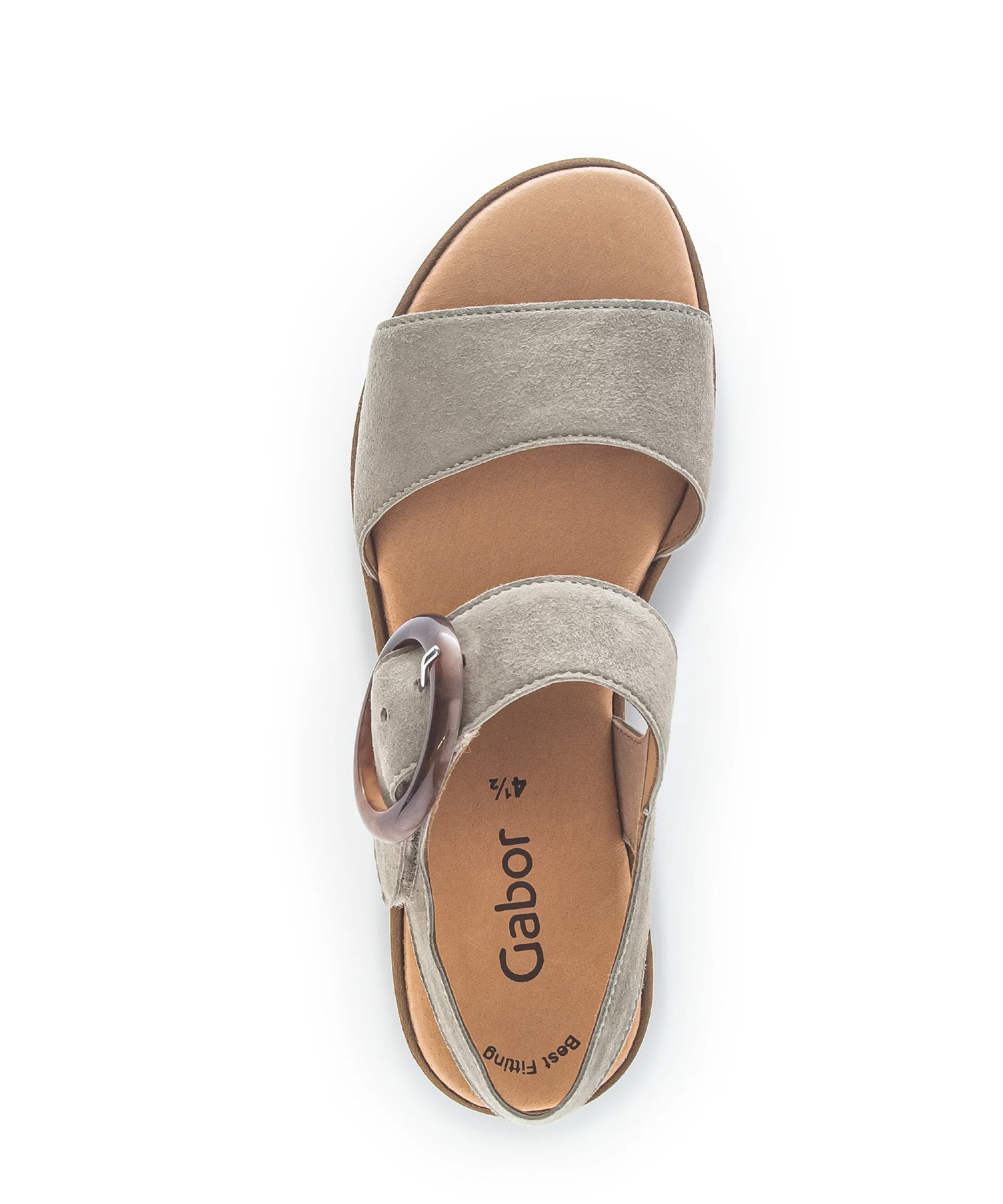 Sandales beiges en cuir velours - Image 5