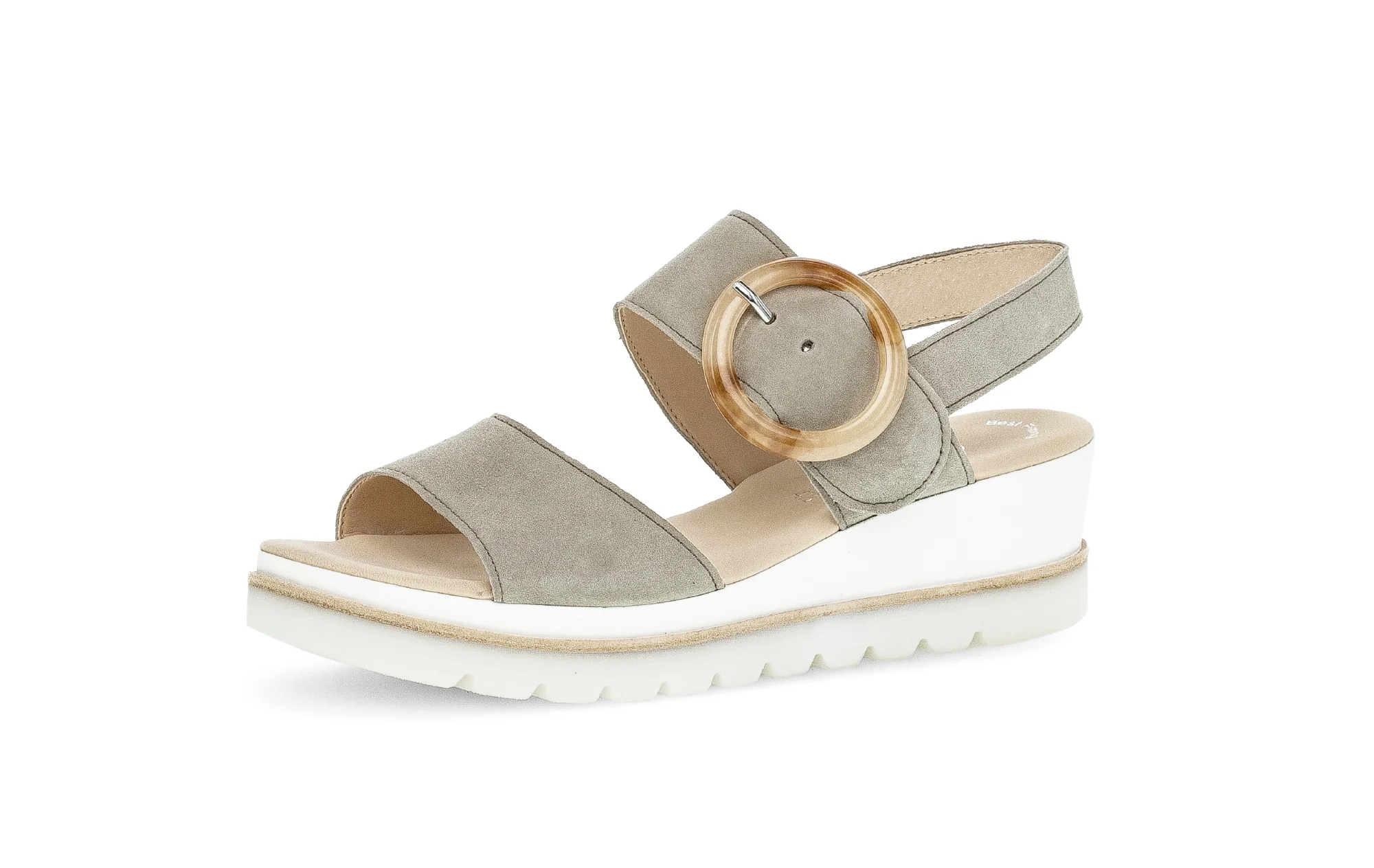 Sandales beiges en cuir velours - Image 3