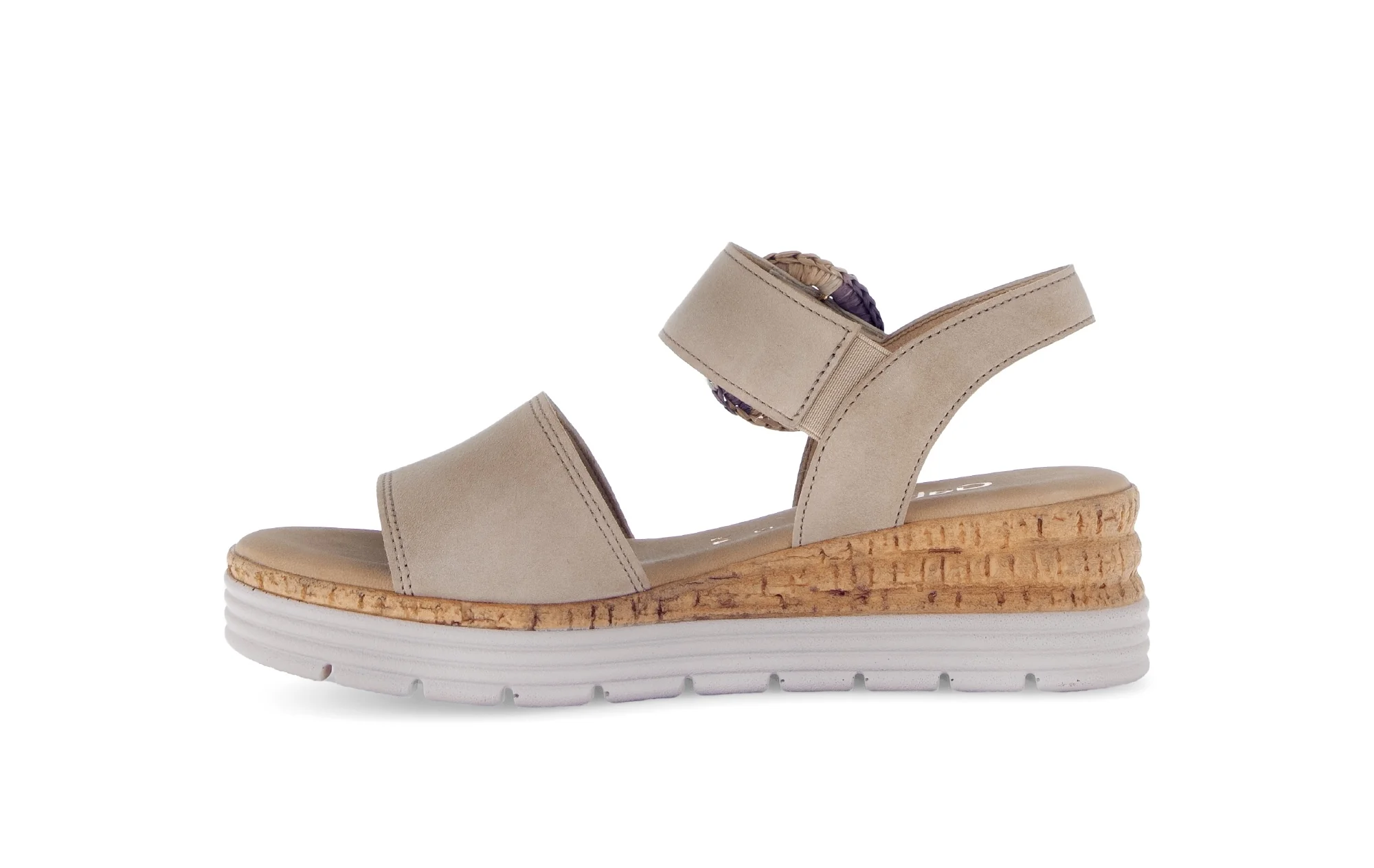 Sandales beiges en cuir velours - Image 2