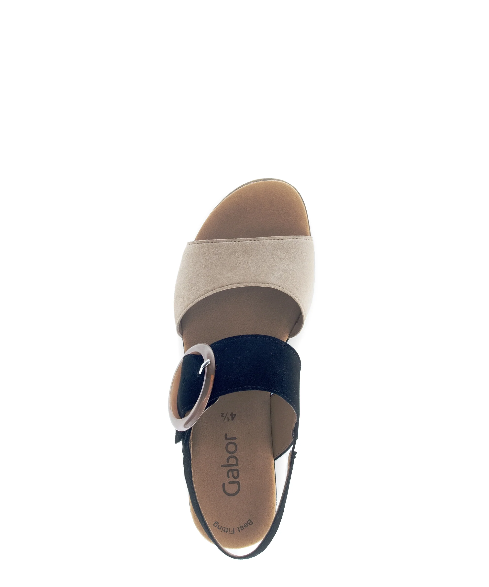 Sandales beiges et noires en cuir velours - Image 3