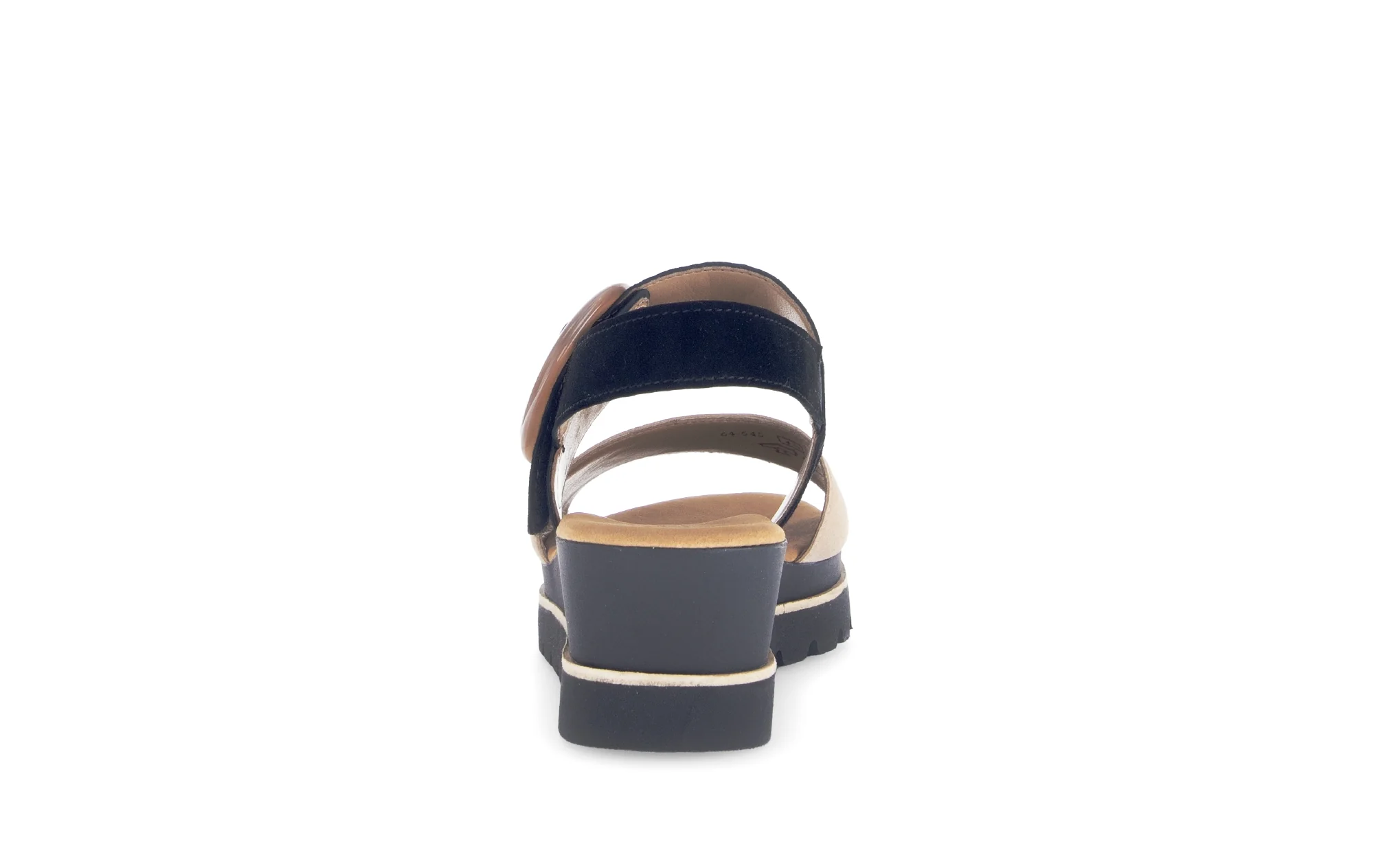 Sandales beiges et noires en cuir velours - Image 4