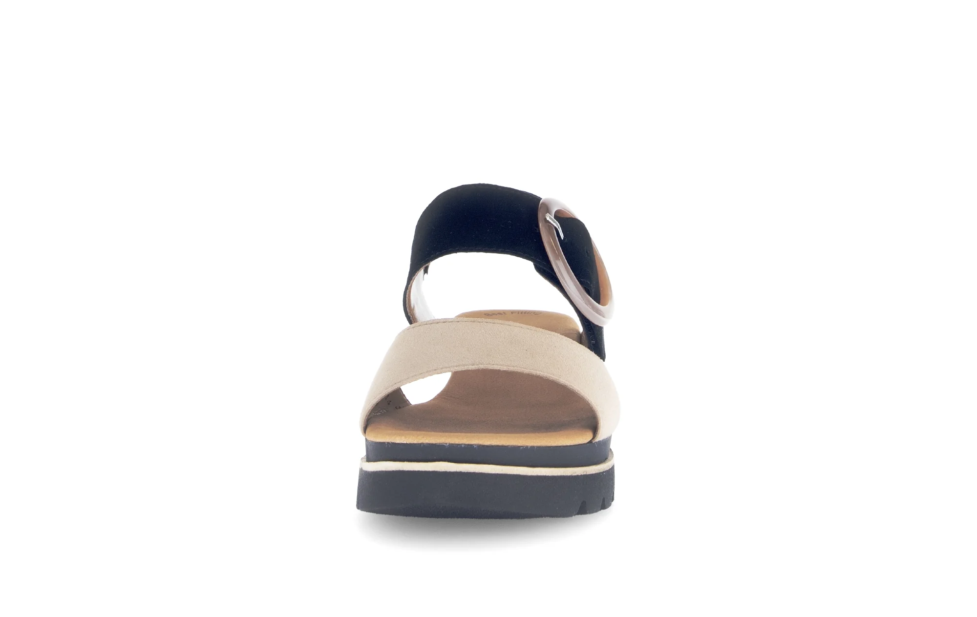Sandales beiges et noires en cuir velours - Image 5