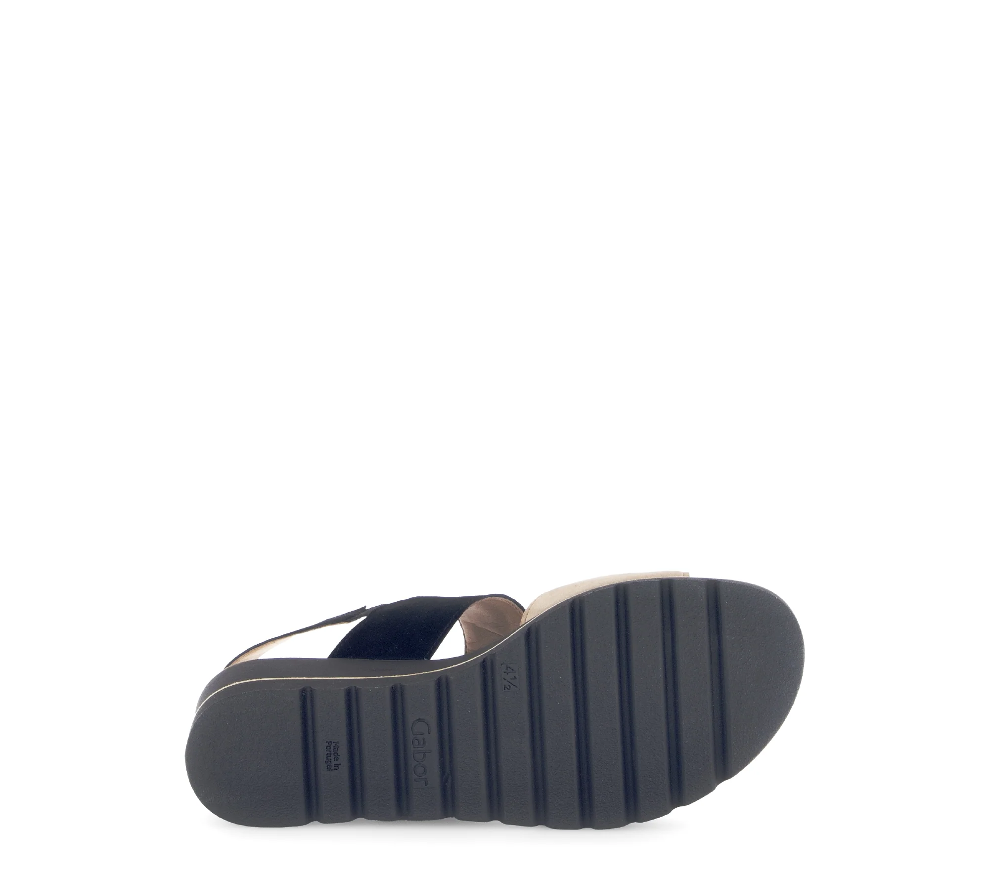 Sandales beiges et noires en cuir velours - Image 6