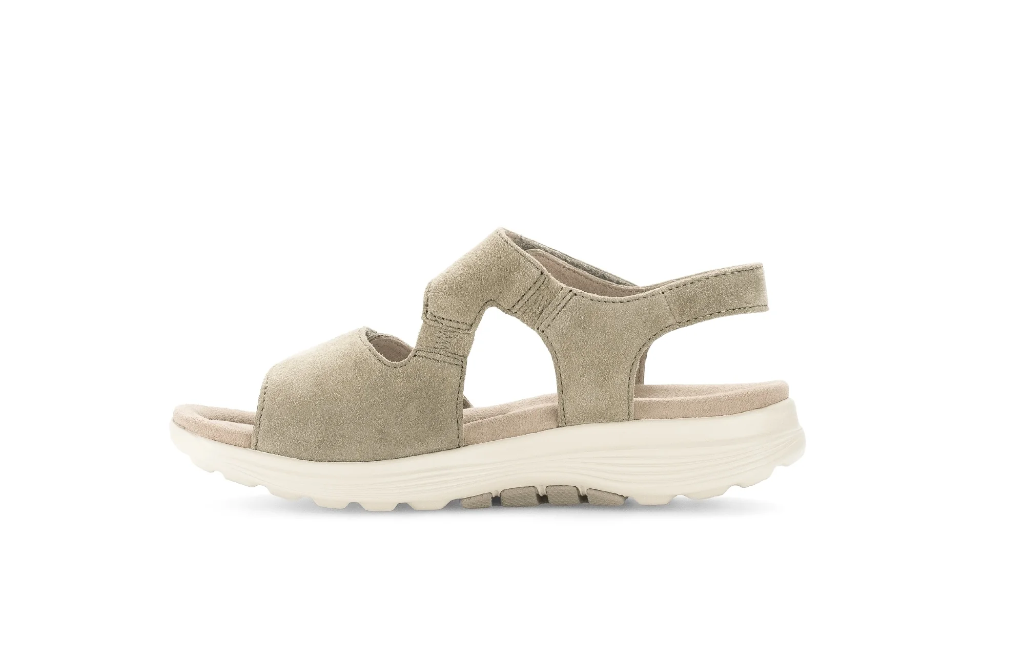 Sandales beiges kaki en cuir velours - Image 2