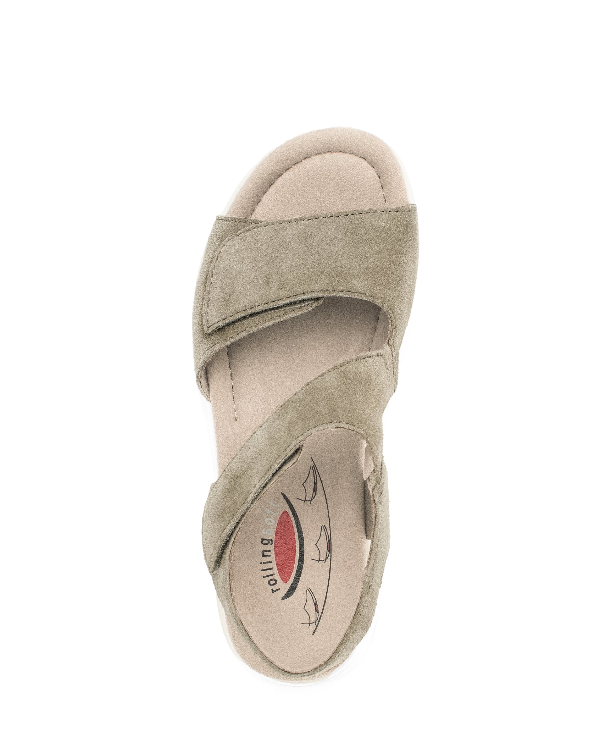 Sandales beiges kaki en cuir velours - Image 3