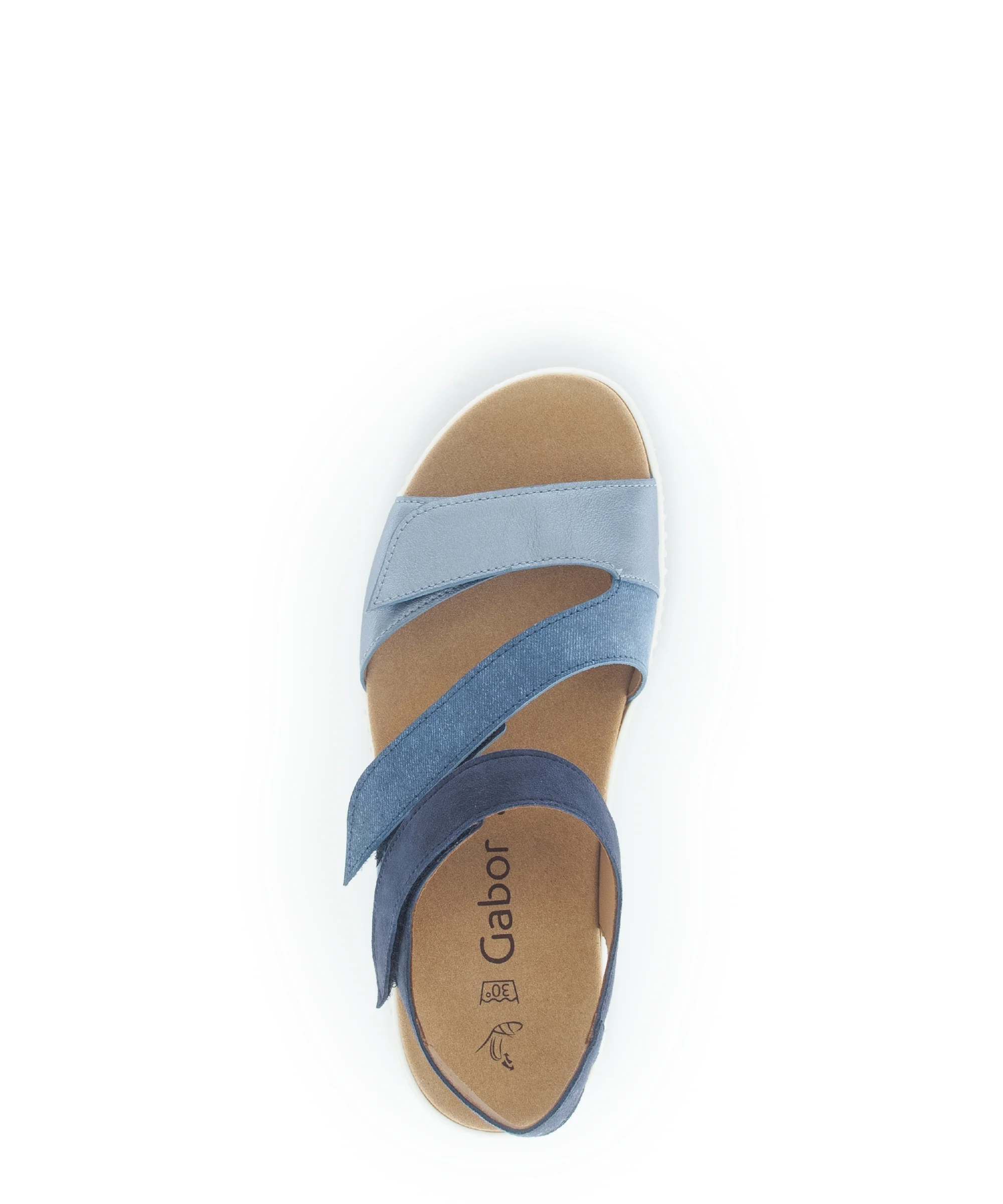Sandales bleues en cuirs et textiles combinés - Image 3