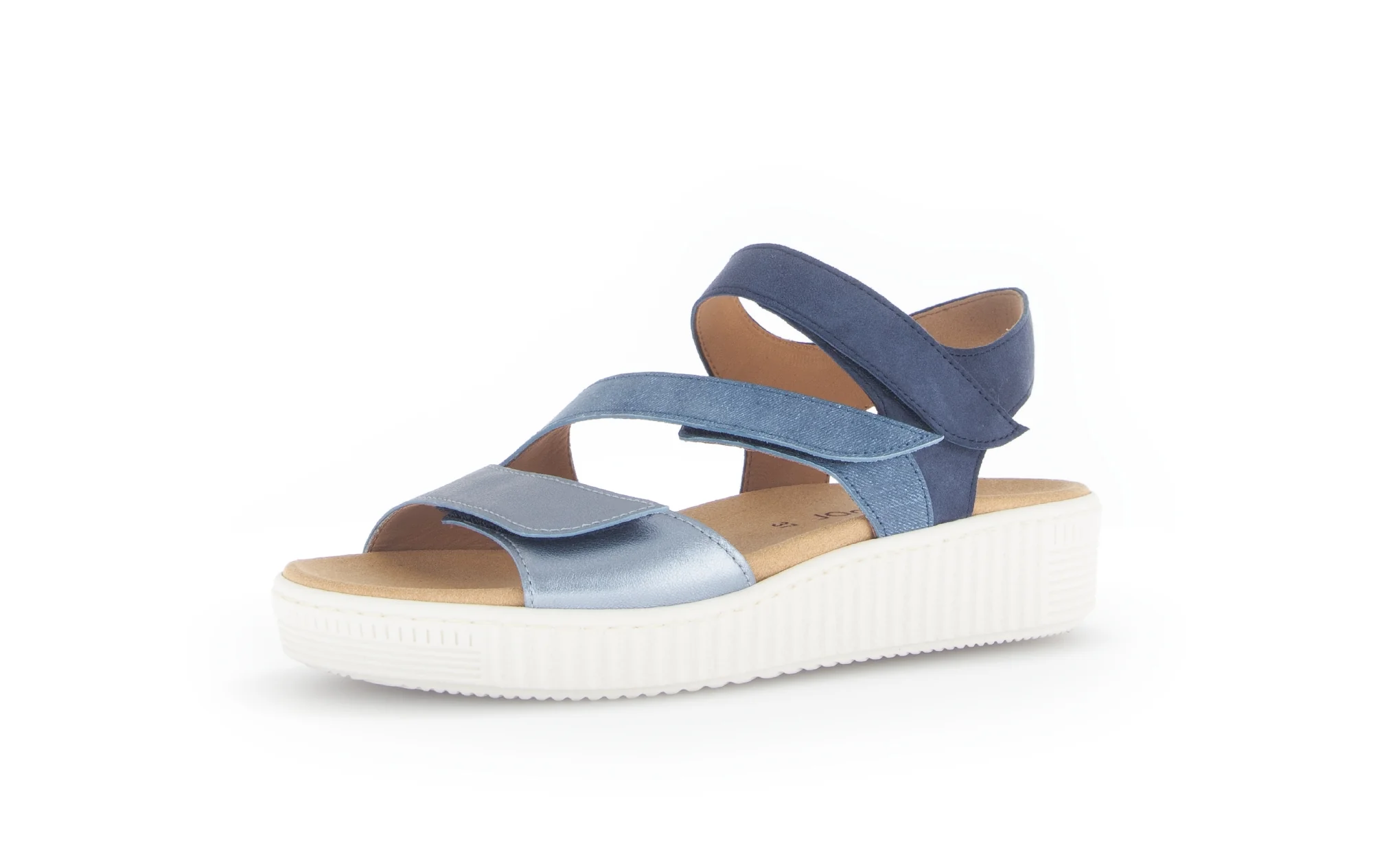 Sandales bleues en cuirs et textiles combinés - Image 6