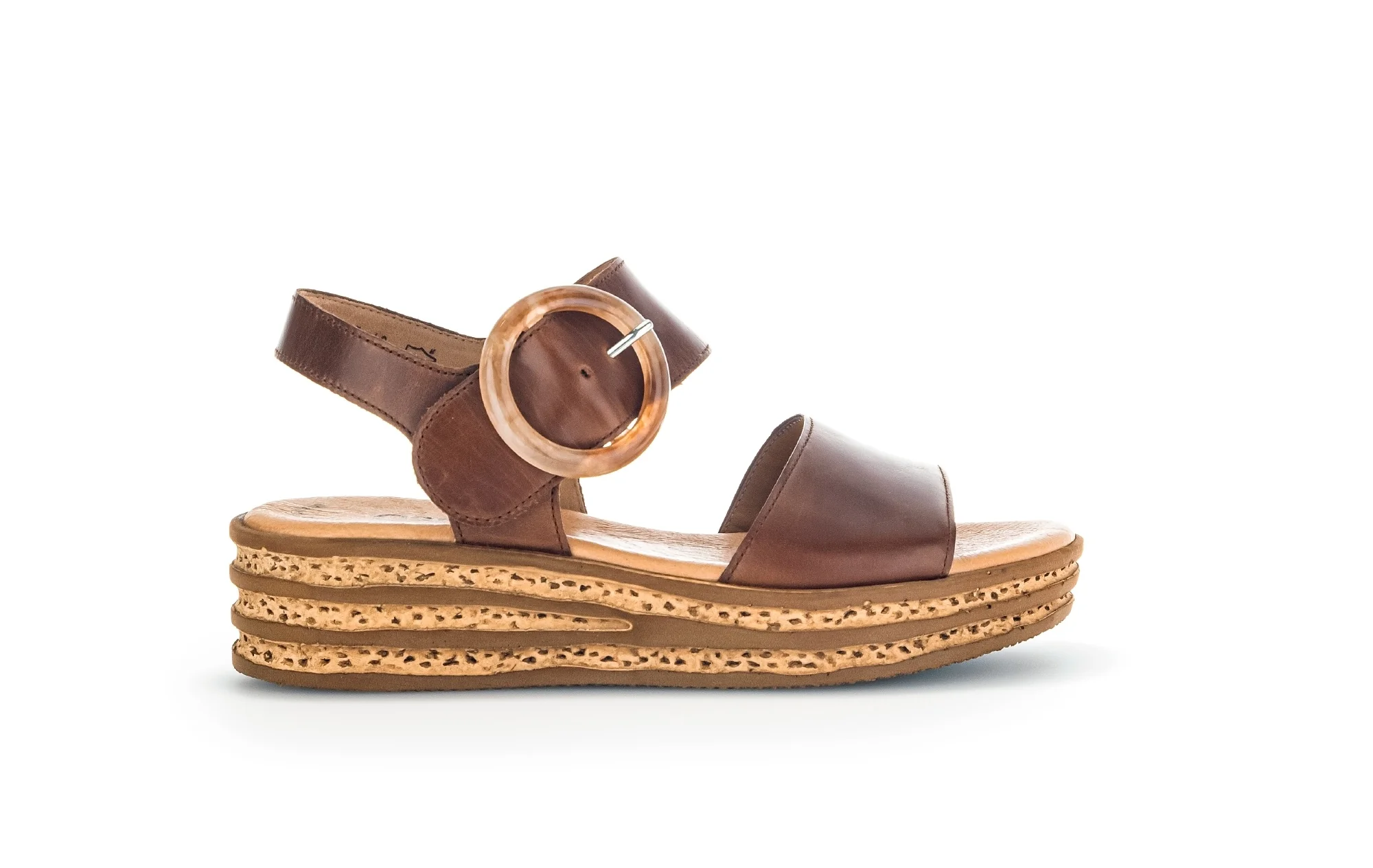 Sandales cognac en cuir lisse