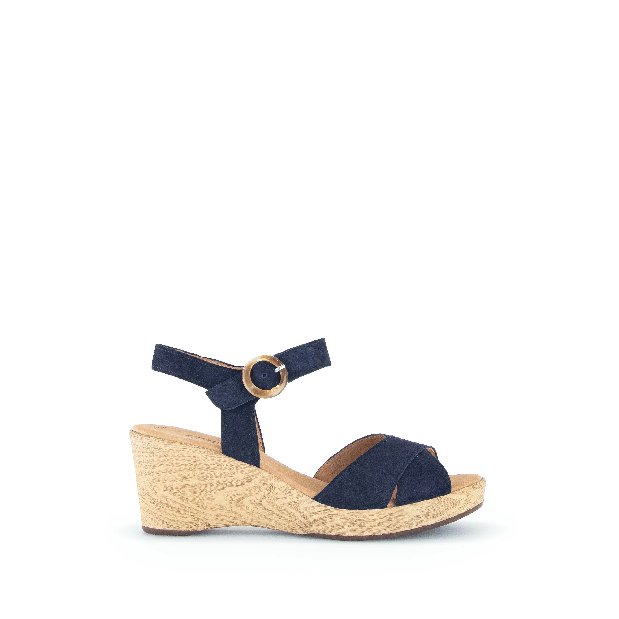 Sandales marine en cuir velours