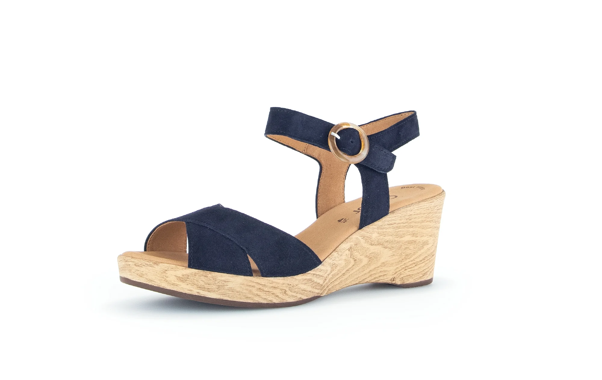 Sandales marine en cuir velours - Image 3