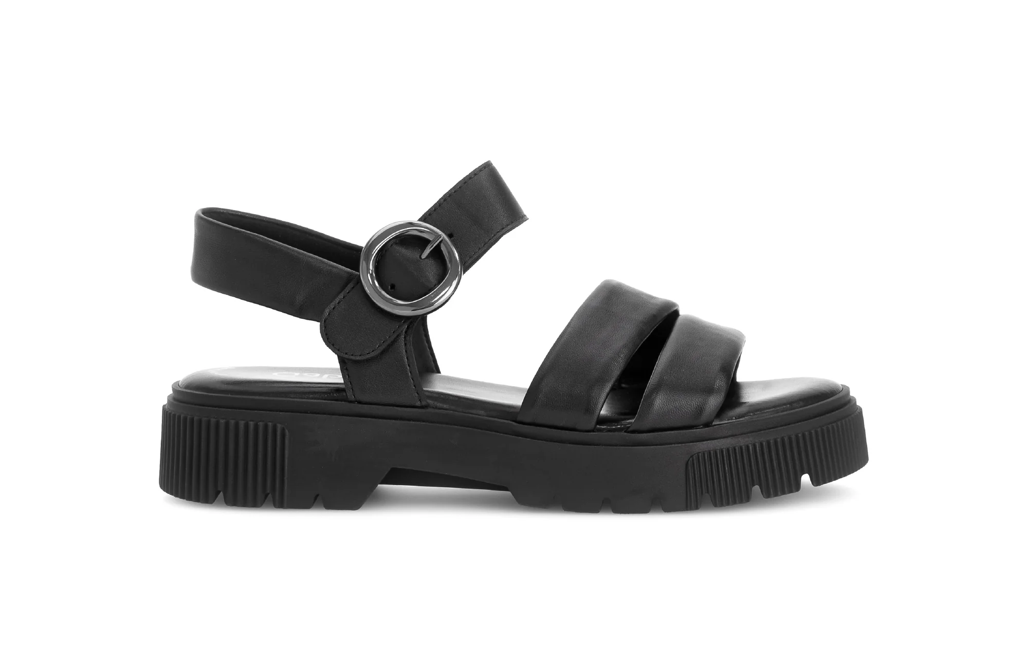 Sandales noires en cuir lisse