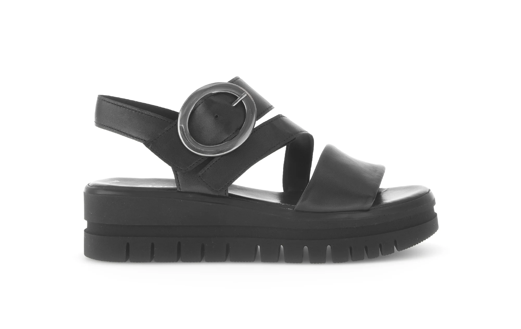Sandales noires en cuir lisse
