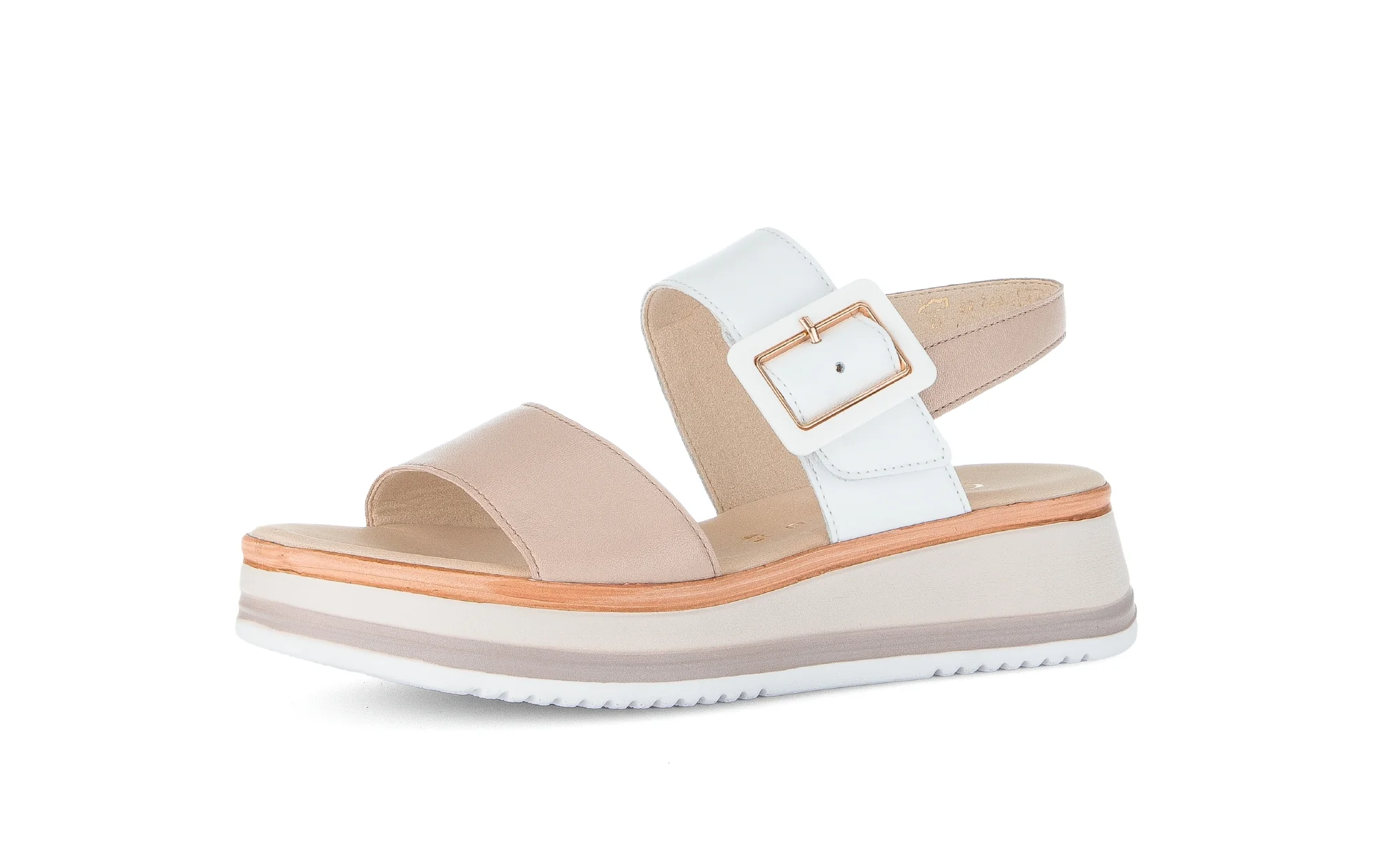 Sandales roses/blanches en cuir lisse - Image 6