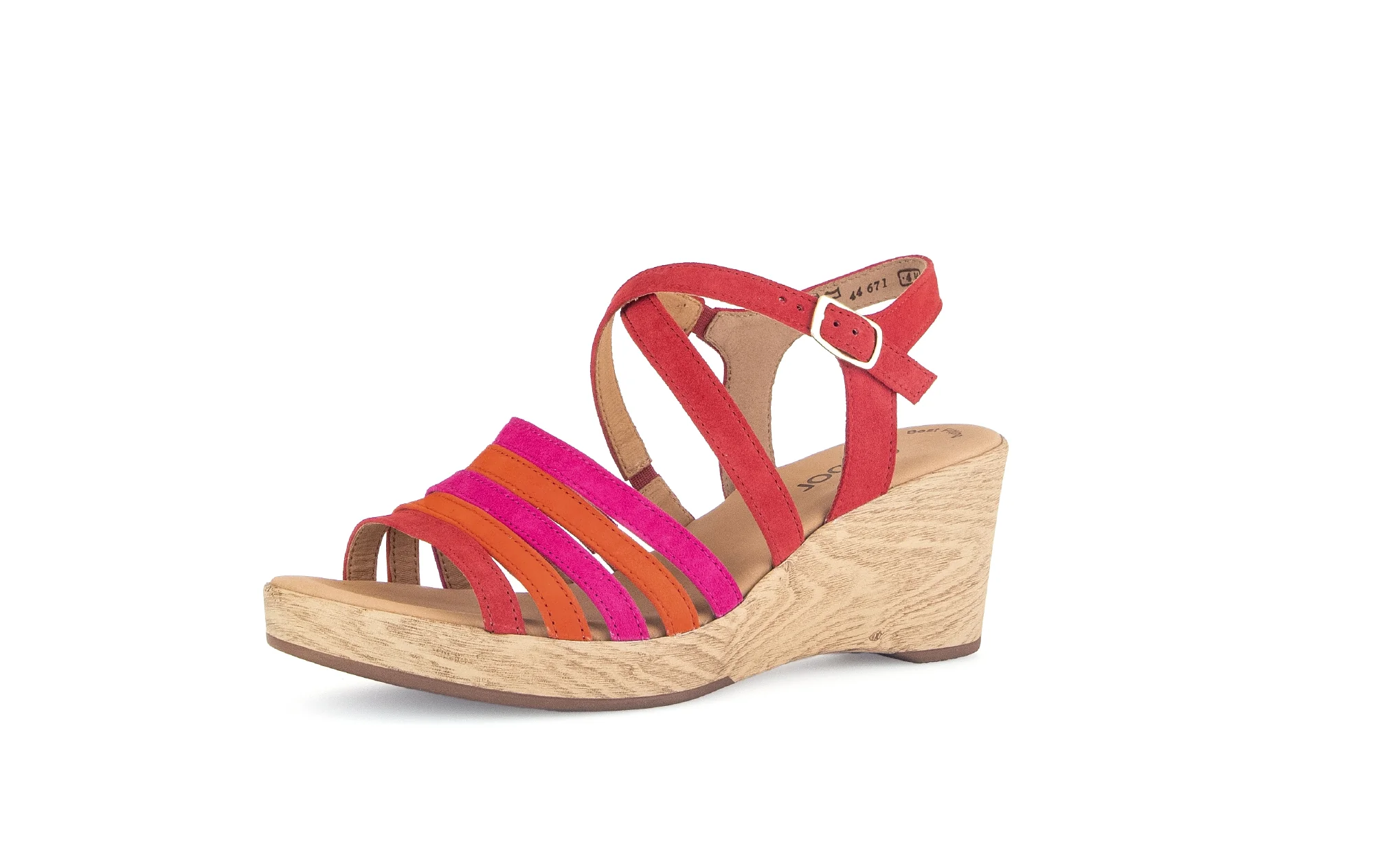 Sandales rouges/pinks/orange en cuir velours - Image 3