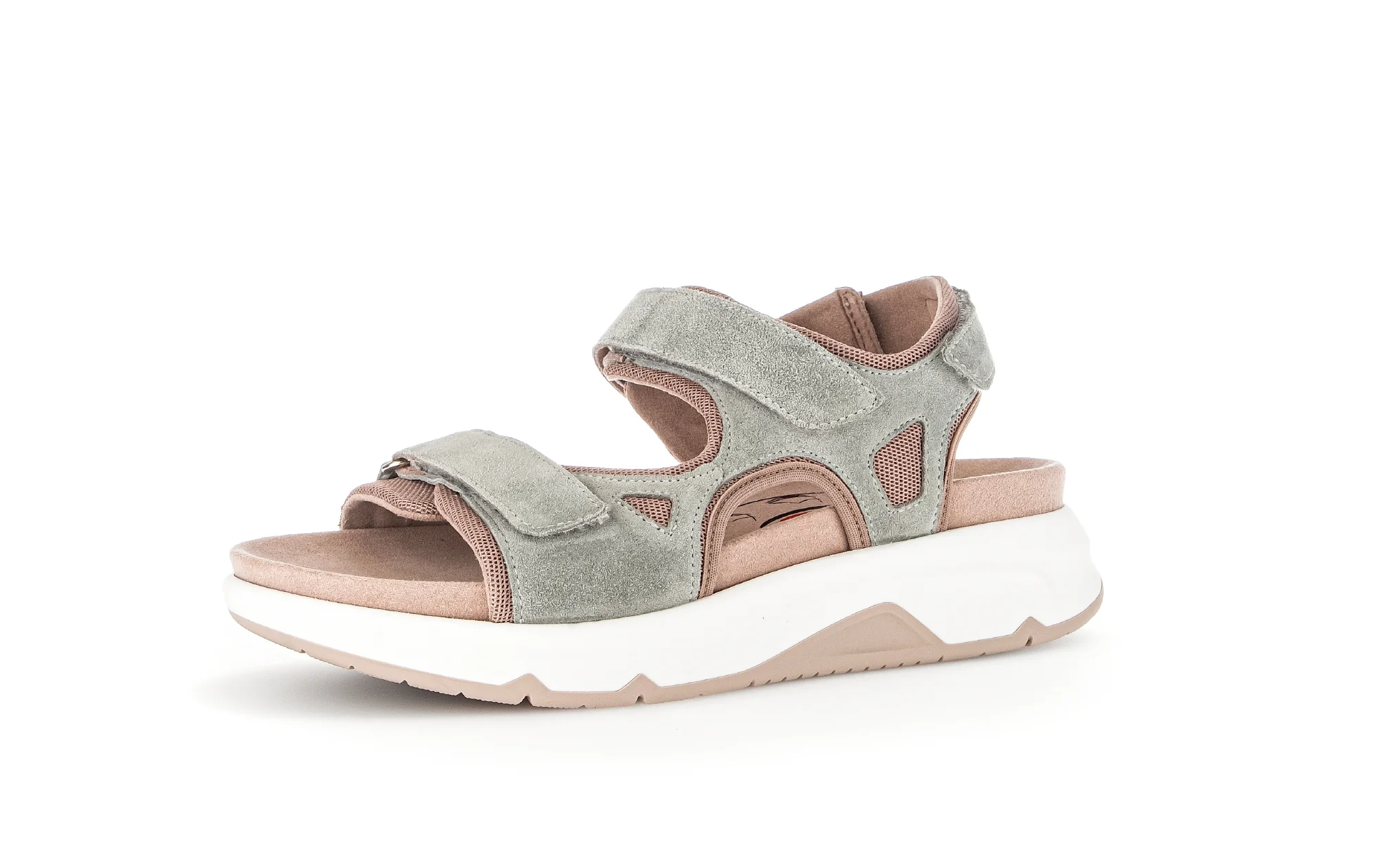Sandales vertes/lins en cuir velours - Image 3