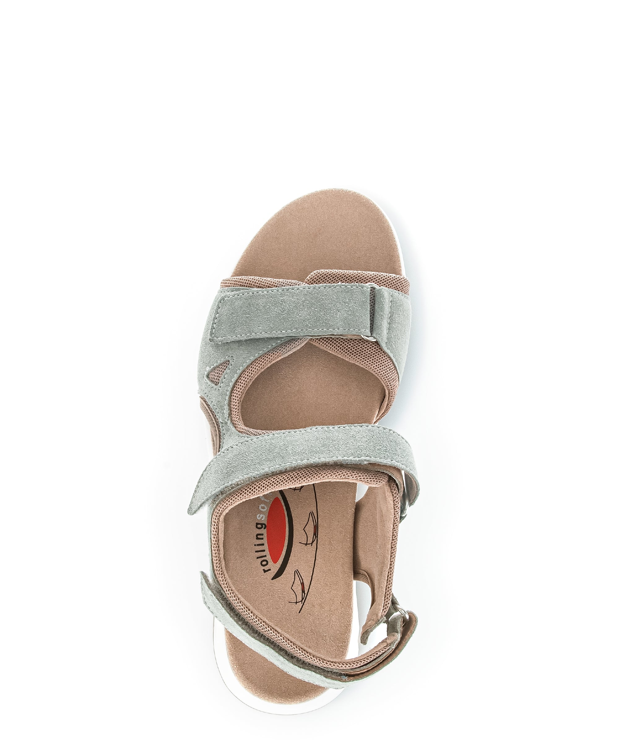 Sandales vertes/lins en cuir velours - Image 5