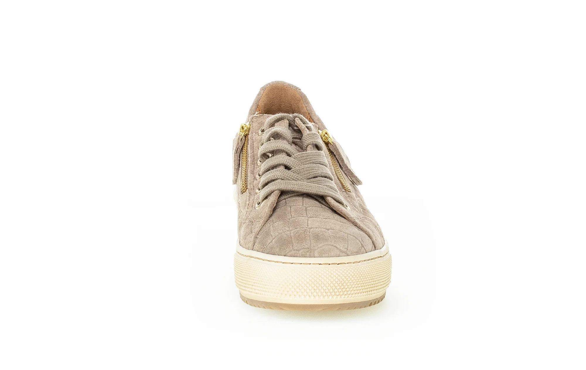 Sneakers beiges en cuir imprimé - Image 3