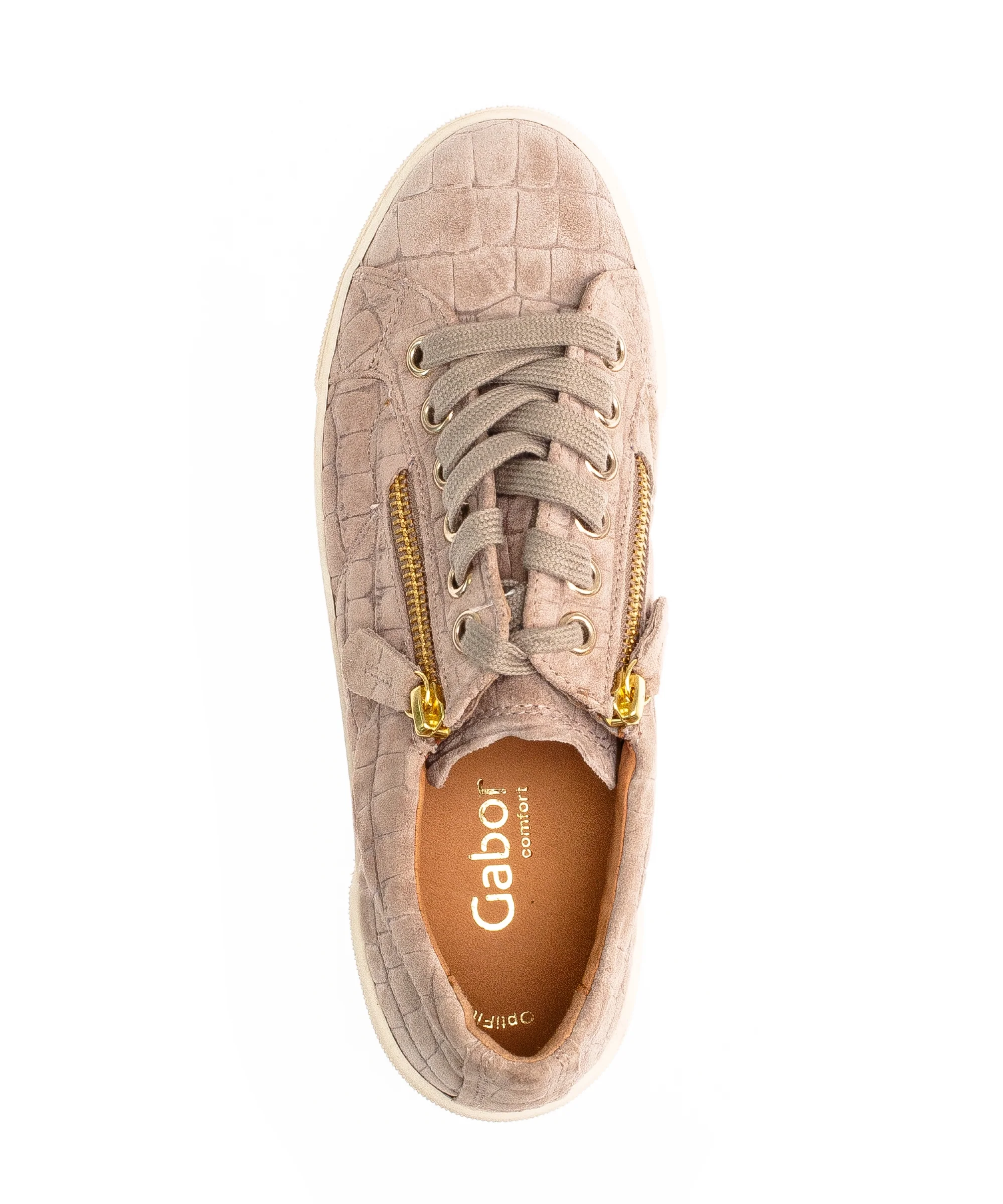 Sneakers beiges en cuir imprimé - Image 5