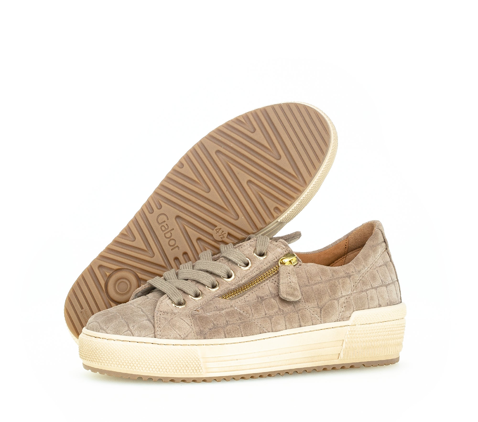 Sneakers beiges en cuir imprimé - Image 6